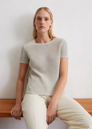 Kurzarm-Pullover mit Netzstruktur slim