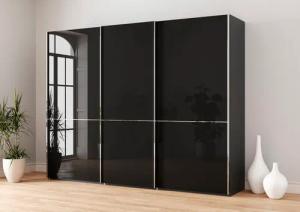 Musterring Schwebetürenschrank "Imola W", inkl. Einlegeböden und Kleiderstangen, mit Glastüren und Aufleistungen