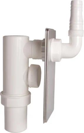 Kirchhoff Siphon "Unterputz-Waschgeräte-Siphon", 40 mm, Edelstahlabdeckung, 3/4" Geräteanschluss für Waschmaschinen
