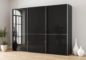 Musterring Schwebetürenschrank "Imola W", inkl. Einlegeböden und Kleiderstangen, mit Glastüren und Aufleistungen