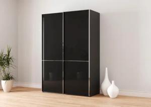 Musterring Schwebetürenschrank "Imola W", inkl. Einlegeböden und Kleiderstangen, mit Glastüren und Aufleistungen