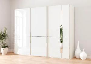 Musterring Schwebetürenschrank "Imola W", inkl. Einlegeböden und Kleiderstangen, mit Glastüren inkl. Zierspiegel