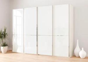 Musterring Schwebetürenschrank "Imola W", inkl. Einlegeböden und Kleiderstangen, mit Glastüren und Aufleistungen