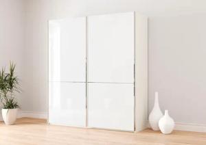 Musterring Schwebetürenschrank "Imola W", inkl. Einlegeböden und Kleiderstangen, mit Glastüren und Aufleistungen