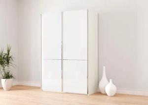 Musterring Schwebetürenschrank "Imola W", inkl. Einlegeböden und Kleiderstangen, mit Glastüren und Aufleistungen