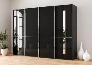 Musterring Schwebetürenschrank "Imola W", inkl. Einlegeböden und Kleiderstangen, mit Glastüren inkl. Zierspiegel