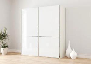 Musterring Schwebetürenschrank "Imola W", inkl. Einlegeböden und Kleiderstangen, mit Glastüren und Aufleistungen