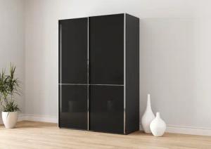 Musterring Schwebetürenschrank "Imola W", inkl. Einlegeböden und Kleiderstangen, mit Glastüren und Aufleistungen