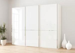 Musterring Schwebetürenschrank "Imola W", inkl. Einlegeböden und Kleiderstangen, mit Glastüren und Aufleistungen
