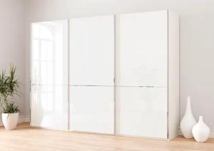 Musterring Schwebetürenschrank "Imola W", inkl. Einlegeböden und Kleiderstangen, mit Glastüren und Aufleistungen
