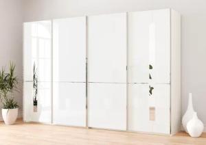 Musterring Schwebetürenschrank "Imola W", inkl. Einlegeböden und Kleiderstangen, mit Glastüren inkl. Zierspiegel