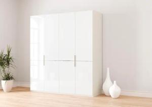 Musterring Drehtürenschrank "Imola W", Einlegeböden und Kleiderstangen,mit Glastüren und Aufleistung in Chrom
