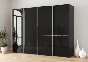 Musterring Schwebetürenschrank "Imola W", inkl. Einlegeböden und Kleiderstangen, mit Glastüren und Aufleistungen