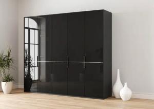Musterring Drehtürenschrank "Imola W", Einlegeböden und Kleiderstangen,mit Glastüren und Aufleistung in Chrom