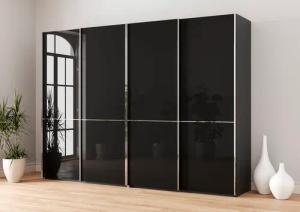 Musterring Schwebetürenschrank "Imola W", inkl. Einlegeböden und Kleiderstangen, mit Glastüren und Aufleistungen