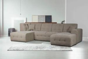 Home affaire Wohnlandschaft "Nosia U-Form", incl. 2 Zierkissen, mit feiner Steppung