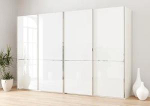 Musterring Schwebetürenschrank "Imola W", inkl. Einlegeböden und Kleiderstangen, mit Glastüren und Aufleistungen