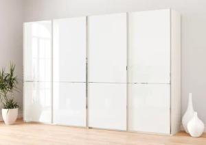Musterring Schwebetürenschrank "Imola W", inkl. Einlegeböden und Kleiderstangen, mit Glastüren und Aufleistungen