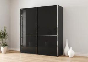 Musterring Schwebetürenschrank "Imola W", inkl. Einlegeböden und Kleiderstangen, mit Glastüren und Aufleistungen