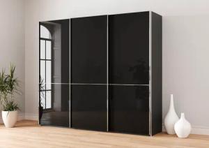 Musterring Schwebetürenschrank "Imola W", inkl. Einlegeböden und Kleiderstangen, mit Glastüren und Aufleistungen