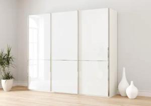 Musterring Schwebetürenschrank "Imola W", inkl. Einlegeböden und Kleiderstangen, mit Glastüren und Aufleistungen