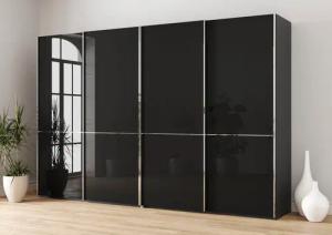 Musterring Schwebetürenschrank "Imola W", inkl. Einlegeböden und Kleiderstangen, mit Glastüren und Aufleistungen