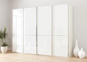Musterring Schwebetürenschrank "Imola W", inkl. Einlegeböden und Kleiderstangen, mit Glastüren und Aufleistungen