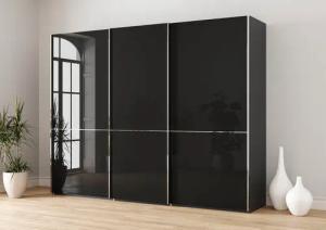 Musterring Schwebetürenschrank "Imola W", inkl. Einlegeböden und Kleiderstangen, mit Glastüren und Aufleistungen