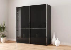 Musterring Schwebetürenschrank "Imola W", inkl. Einlegeböden und Kleiderstangen, mit Glastüren und Aufleistungen