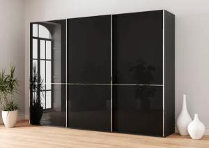 Musterring Schwebetürenschrank "Imola W", inkl. Einlegeböden und Kleiderstangen, mit Glastüren und Aufleistungen