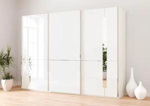 Musterring Schwebetürenschrank "Imola W", inkl. Einlegeböden und Kleiderstangen, mit Glastüren inkl. Zierspiegel