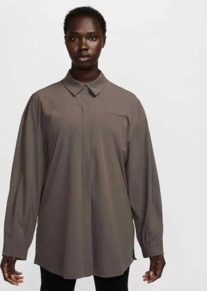 Nike W NK ETC Dri-Fit LS Shirt Woven Damen (Braun XS Größe)