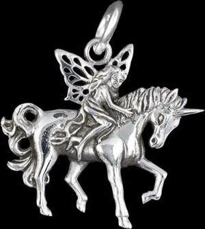 HOPLO Kettenanhänger Elfe Einhorn Schmuck Anhänger 925er Silber Einhorn Elfen Feen 32x30mm