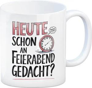 speecheese Tasse Heute an Feierabend gedacht Kaffeebecher Wecker Feierabend im Kopf