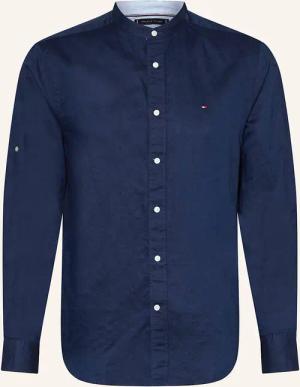 TOMMY HILFIGER Hemd Regular Fit mit Leinen und Stehkragen