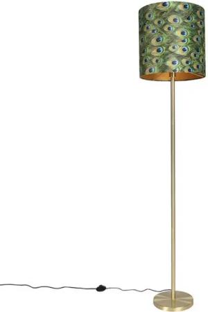 Qazqa Stehlampe Simplo, ohne Leuchtmittel, E27, Gold, Modern, Stahl, 1-flammig