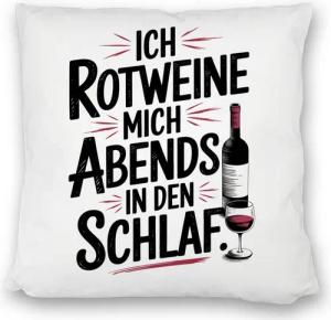 speecheese Dekokissen Ich rotweine mich abends in den Schlaf Kissen satiniert