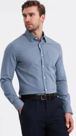 OMBRE Langarmhemd Herrenhemd SLIM FIT aus dekorativem Stoff mit einer Tasche