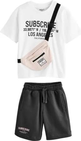 Next Shirt & Shorts Sub5cribe T-Shirt mit Tasche und Shorts (2-tlg)