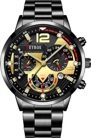 JewelryWe Herrenuhr Retro Analog Quarz 30m wasserdichte Watch, Datum Kalender Vintage Blumenmuster Herren Uhr mit Metall-Armband