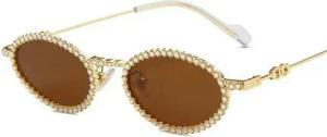 YRIIOMO Sonnenbrille Elegante Sonnenbrille mit funkelndem Strass Design und ovalem Rahmen, (ideal für modische Outfits, Sonnenschutz und vielseitige, Einsatzmöglichkeiten)
