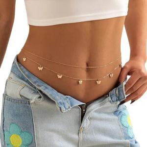 YRIIOMO Kettengürtel Verstellbare doppellagige Metall Waistchain mit filigranen Anhängern – Perfektes Accessoire für stilvolle Outfits und feminine Akzente