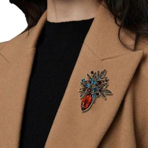 YRIIOMO Brosche Elegante Barock Brosche mit funkelnden Strasssteinen – Perfektes, Accessoire für stilvolle Outfits und besondere Anlässe