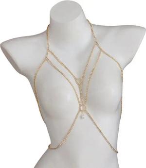 YRIIOMO Kettengürtel Elegante und vielseitige Brustkette mit funkelnden Strasssteinen, ideal für stilvolle Outfits und besondere Anlässe
