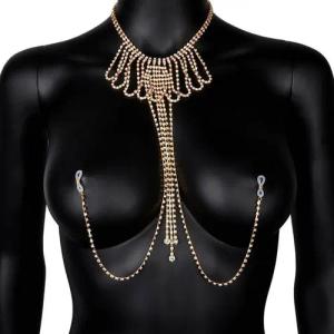 YRIIOMO Kettengürtel Elegante Damen Brustkette mit funkelnden Strasssteinen und (einzigartigem Fransen Design – Perfekt für besondere Anlässe und, stilvolle Outfits)