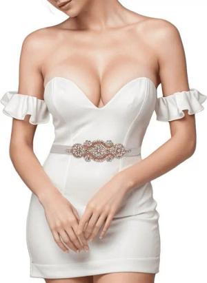 YRIIOMO Gürtelriemen Elegantes handgefertigtes Accessoire mit synthetischen Strasssteinen (und Perlen – Perfekte Ergänzung für Hochzeitskleider und stilvolle, Outfits)