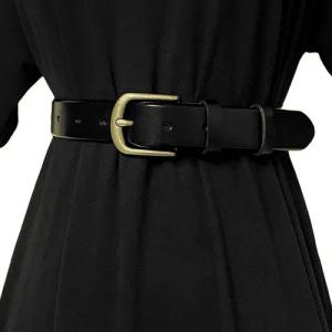 YRIIOMO Gürtelriemen Eleganter Damen Gürtel mit geometrischen Elementen und Kupferschnalle, aus hochwertigem Kunstleder, ideal für vielseitige Outfits