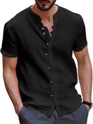 YRIIOMO Kurzarmshirt Herrenhemd aus recyceltem Polyester mit klassischem Rundkragen, (Kurzarm und lockerem Schnitt – ideal für stilvolle und bequeme, Alltagslooks)