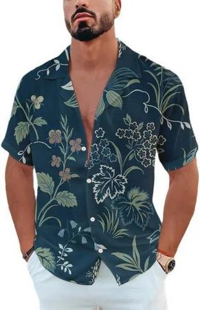 YRIIOMO T-Shirt Herrenhemd mit 3D Druck und floralem Design, atmungsaktiv, (pflegeleicht und in mehreren Größen erhältlich, ideal für Freizeit und, Alltag)