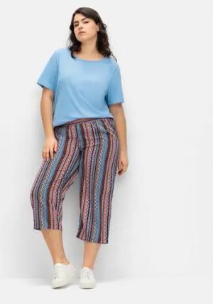Doppelpack 7/8-Hosen, uni und gestreift, aqua gemustert+royalblau, Gr.46
